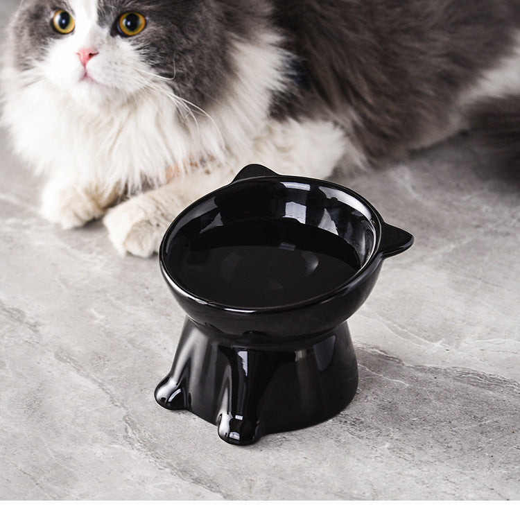 Pet Supplies Cat Bowl, Dog Bowl, Pet Bowl, Plastic Large-Capacity Inclined Mouth To Protect Cervical Spinee, Not Easy To Knock Over, High-Legged Food Bowl