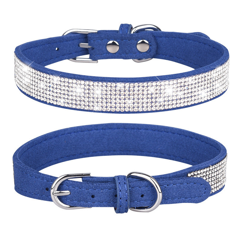 Pet Collar Shiny Rhinestone Dog Collar Leash Microfiber Cat Collar