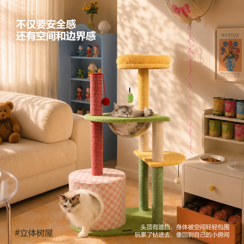 Wholesale Cat Climbing Frame, Squeaky Cat Nest, Space-saving Cat Rack For Small Apartments, Colorful Multifunctional Cat Tree, Scratch-resistant Cat Toy