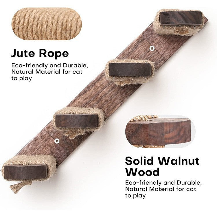 Wooden Cat Climbing Frame Wall-Mounted Cat Stairs Sisal Rope Cat Scratching Post Climbing Stairs Cat Scratching Post Cat Toy
