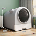 Smart cat litter box with automatic odor removal and enclosed drawer design