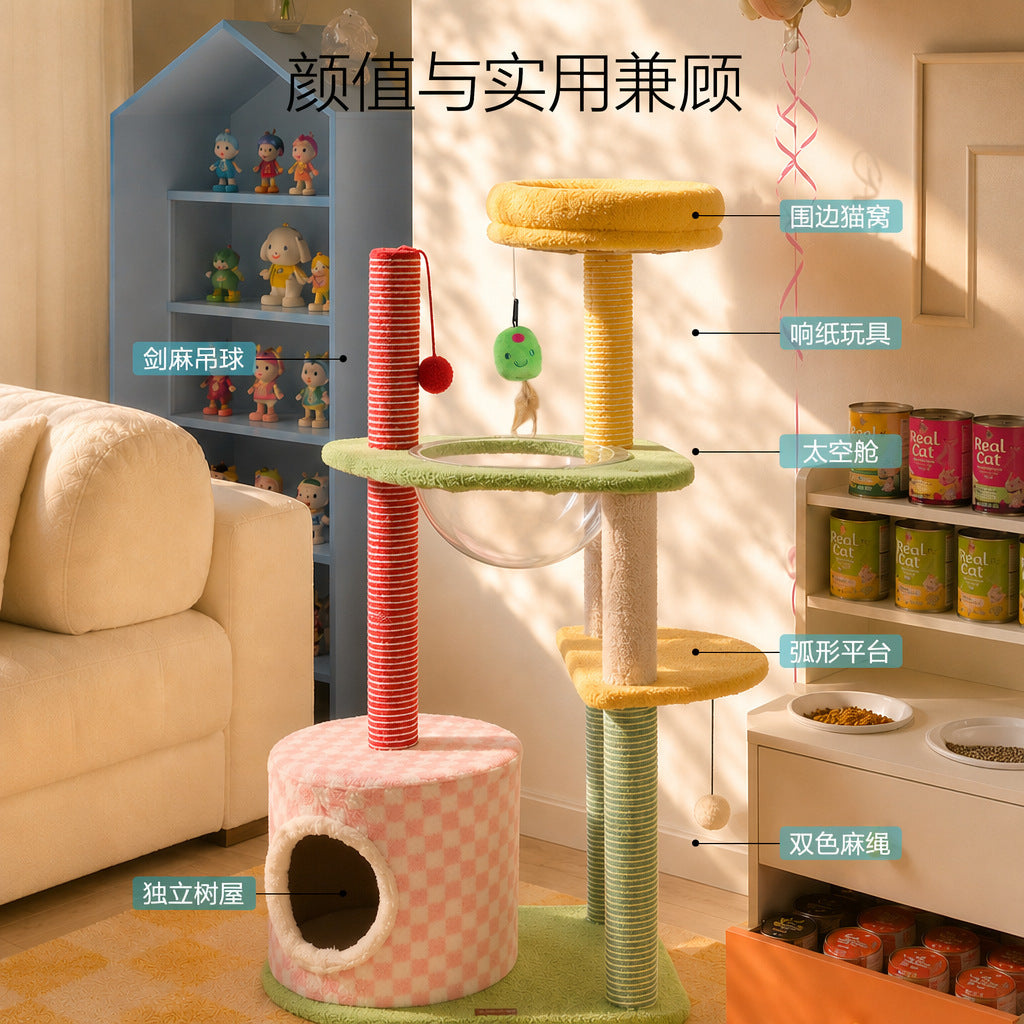 Wholesale Cat Climbing Frame, Squeaky Cat Nest, Space-saving Cat Rack For Small Apartments, Colorful Multifunctional Cat Tree, Scratch-resistant Cat Toy