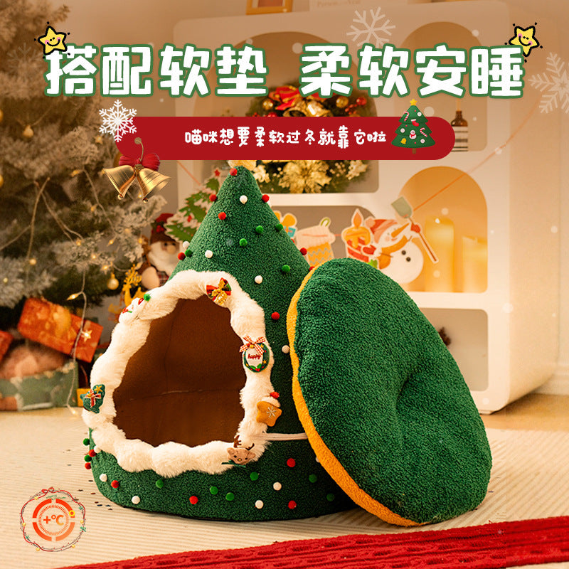 Christmas Cat Nest, Winter Warm, Removable And Washable, Enclosed Type, Fleece-Lined And Thickened, Cat House Tent, Exclusively For Cross-Border Sales