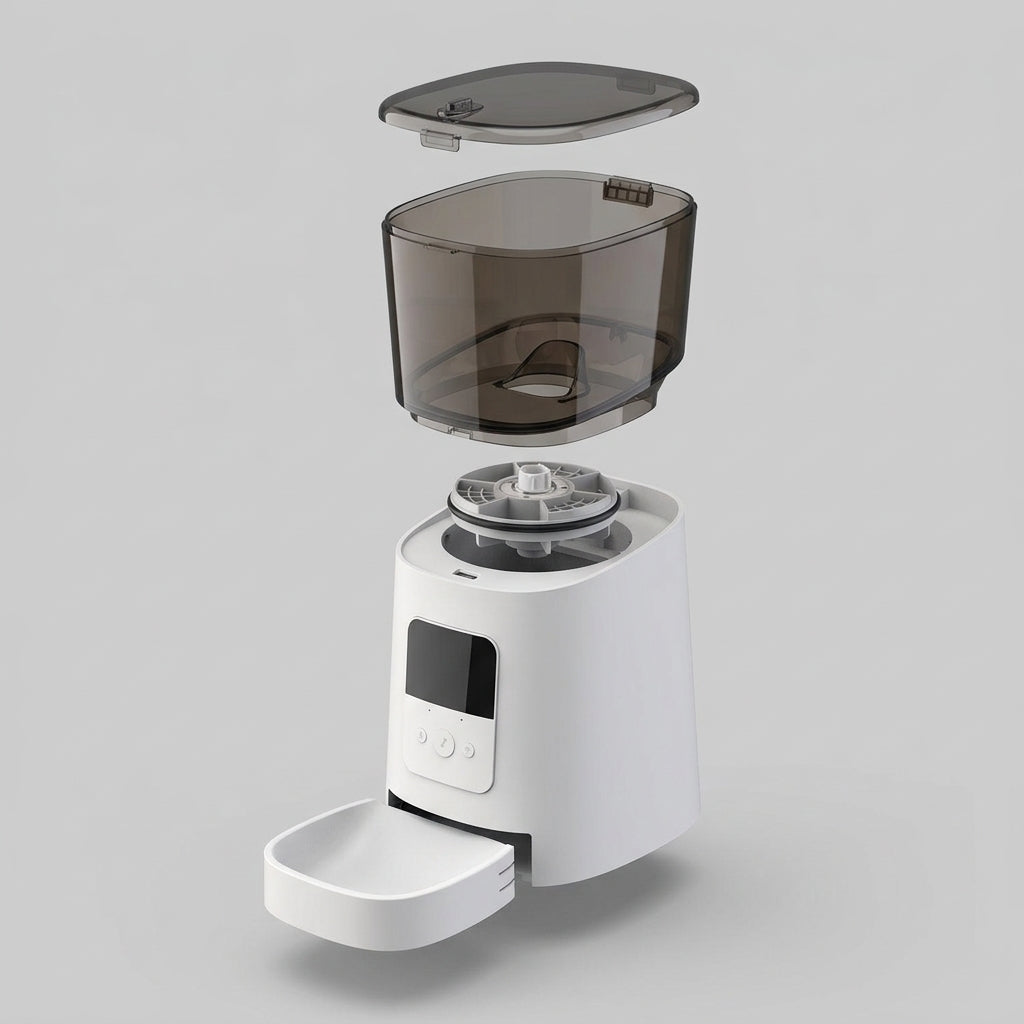 Detachable components and easy-to-clean design of smart pet feeder