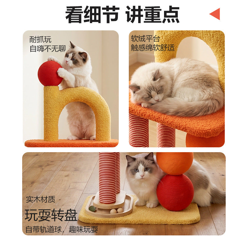 Vertical Sisal Cat Climbing Frame And Cat Bed Combo For Home Use, Suitable For Small Apartments, Doesn'T Take Up Much Space, Scratch-Resistant, Not Easy To Shed Debris, Allows Cats To Explore And Entertain Themselves