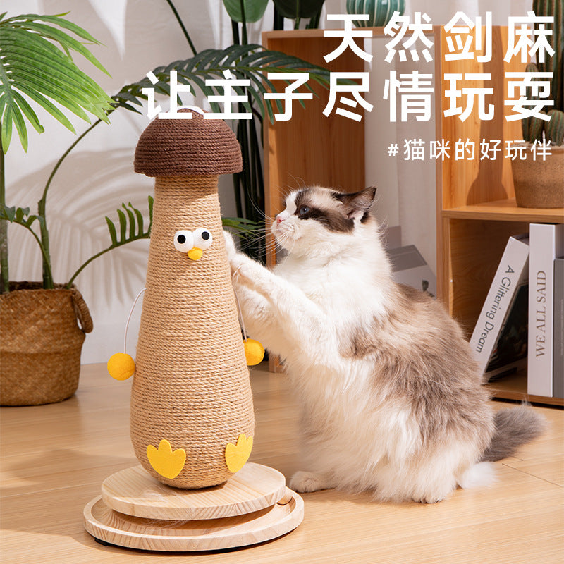 Mushroom Chicken Cat Scratching Column Cat Climbing Rack Vertical Sisal Grinding Claw Cat Scratching Board Scratch-resistant Small Cat Cat Toy