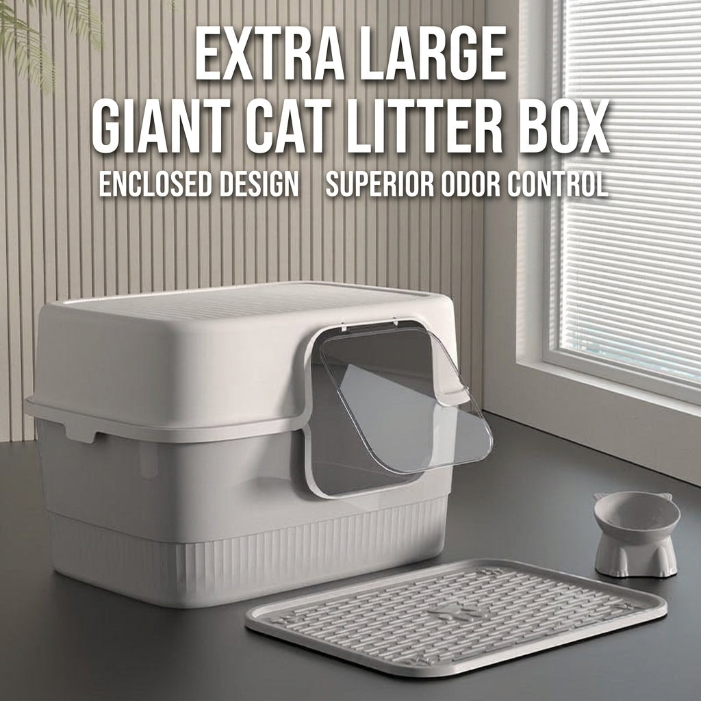Extra Large Giant Cat Litter Box Enclosed Odor Control Infographic