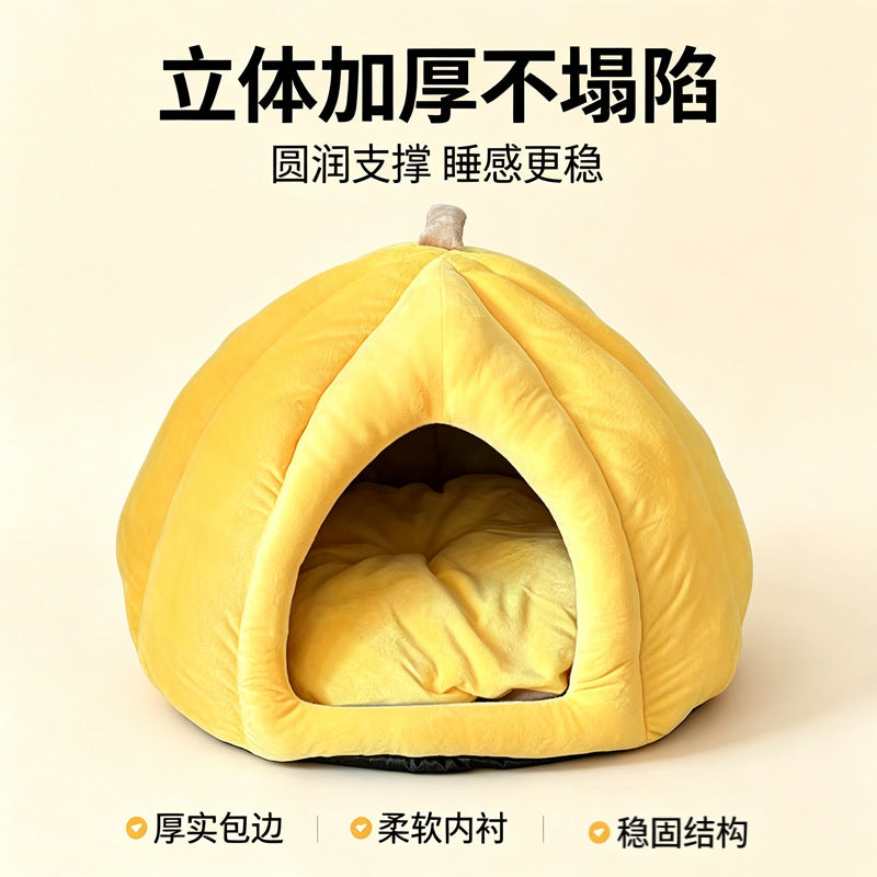 Cat Nest Four Seasons Universal Cat Bed Dog Nest Cats Enclosed Security Sleeping Nest Evacuation House Pumpkin Thickened Pet Nest
