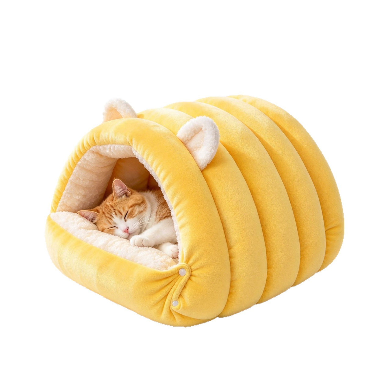 Thickened, Enclosed Cat Bed For Winter, Providing Warmth And Comfort For Cats. A New Type Of Cat House And Pet Supply For The Winter Season