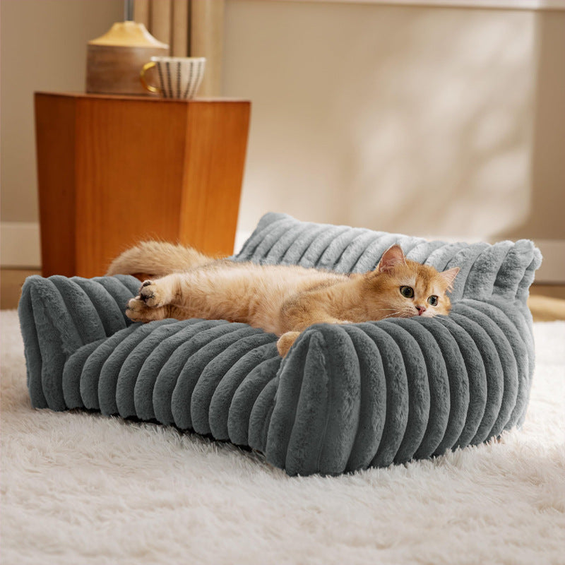 Popular Doghouse And Cathouse, Universal For All Seasons, Removable And Washable Grid Wavy Pattern, Warm Cat Sofa, Pet Cat Bed