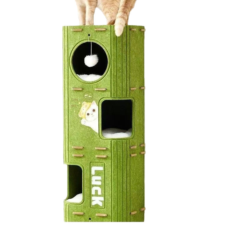 Winter Cat Climbing Frame Cat Tree Cat Nest Double-layer Closed Integrated Winter Cat House Grab Board Warm Tree Hole Cat Multi-layer