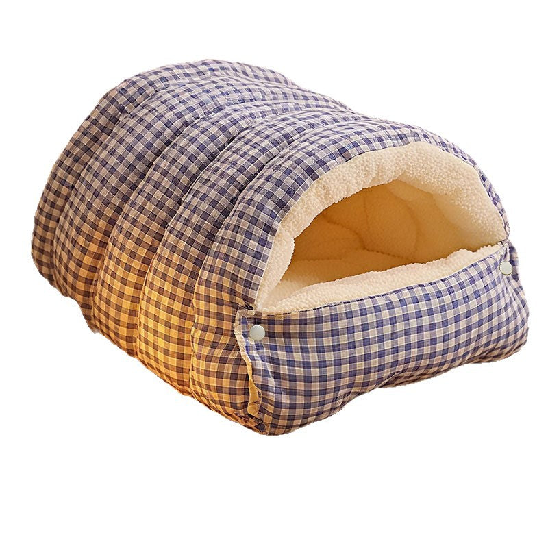 Checkerboard Cat Nest, Winter Warm Enclosed Pet Nest, Safe Cat Bed, Small Dog Bed, Pet Nest